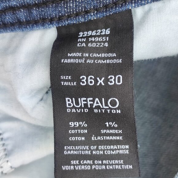 Buffalo Jeans Jack-X men's sz 36X30 denim blue Slim Straight Stretch Extensible - Picture 6 of 13